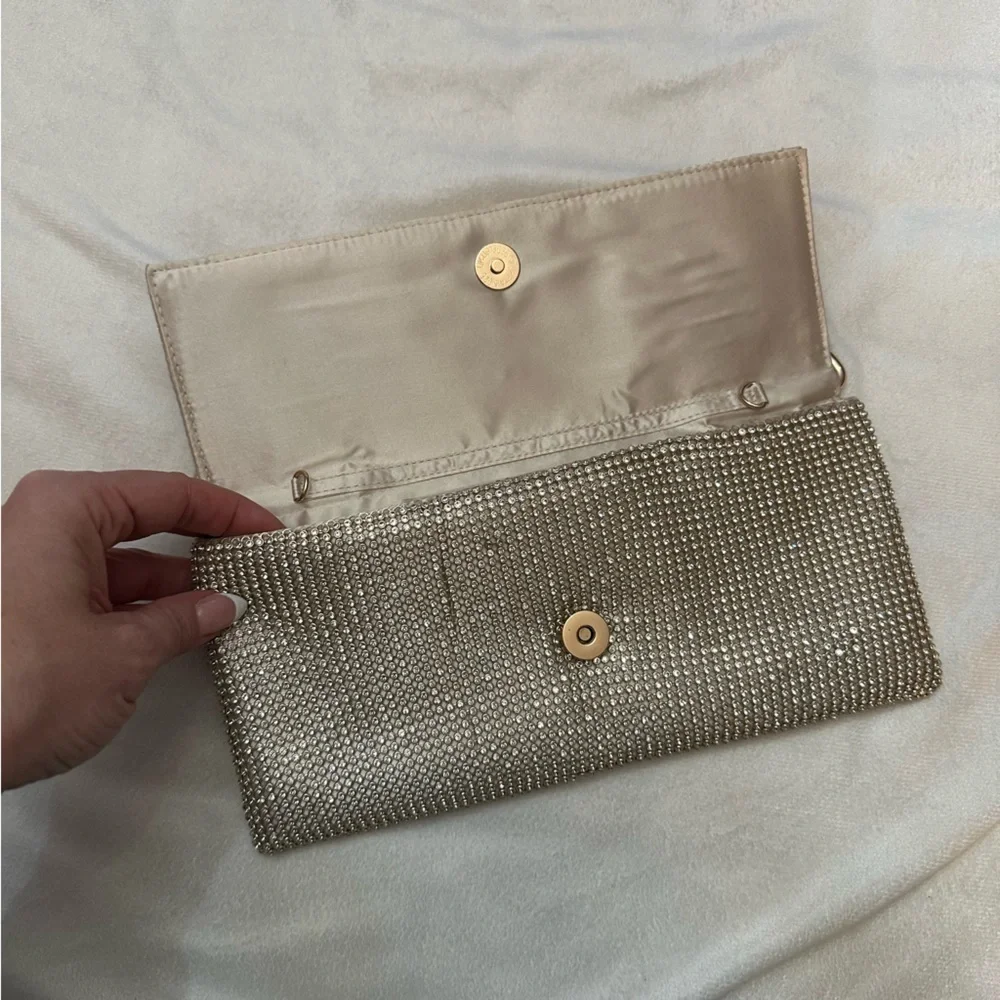 Jessica McClintock Gold Isa Crystal Clutch Bag 51699